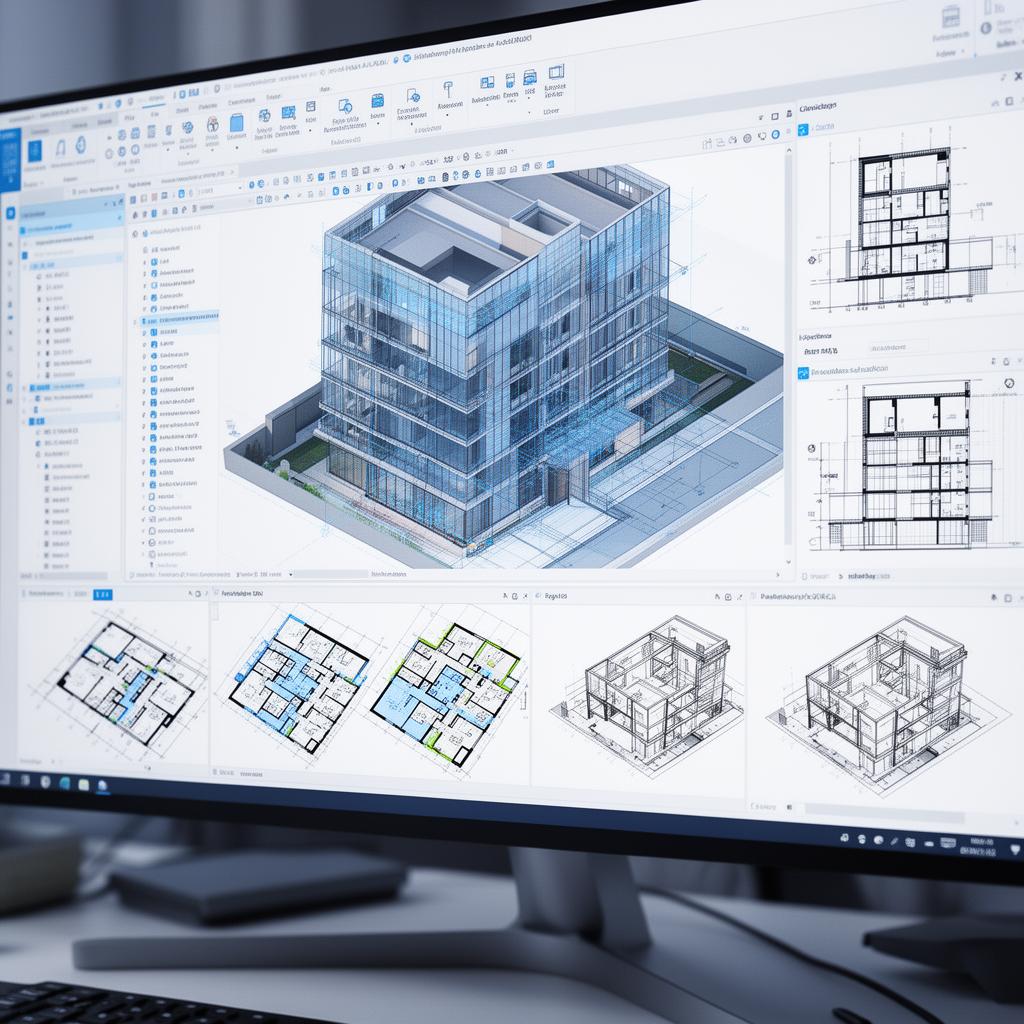 ARCHICAD BIM Software Interface showing 3D building model